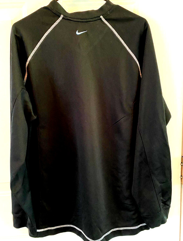 Men's Nike V Neck Pullover Long Sleeve Black/Blue Performance Top LG SUPER NICE! gallery