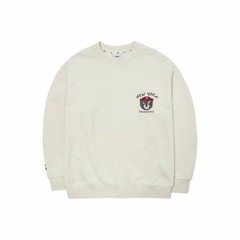 MLB Embroidered Little Bear Crewneck Pullover Sweatshirt Unisex in Off-White