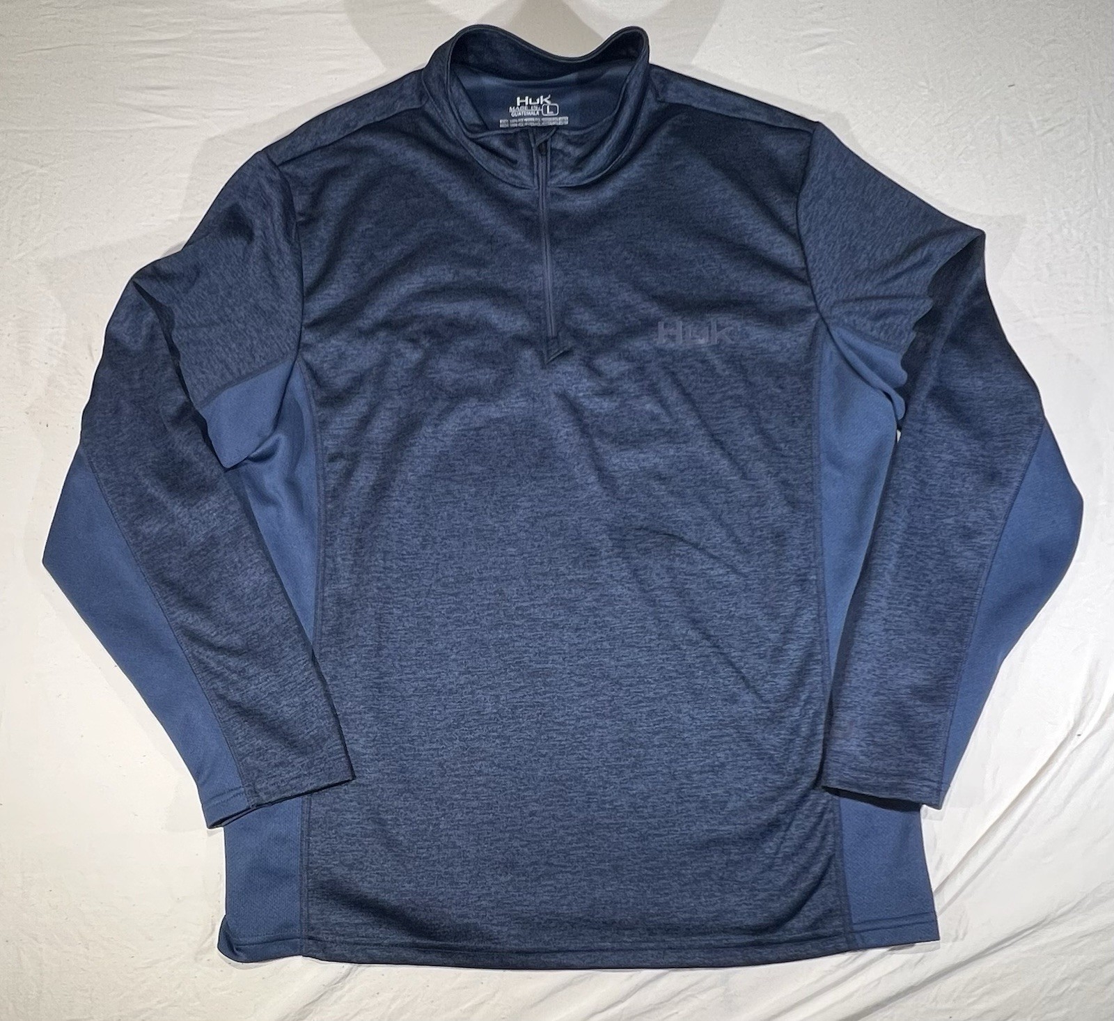 HUK Icon X Cold Front 1/4 Zip Mens L Blue Fisherman Fishing Breathable Stretch gallery