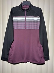 Black Clover Men’s Performance 1/4 Zip Long Sleeve Sweatshirt Maroon Striped XL