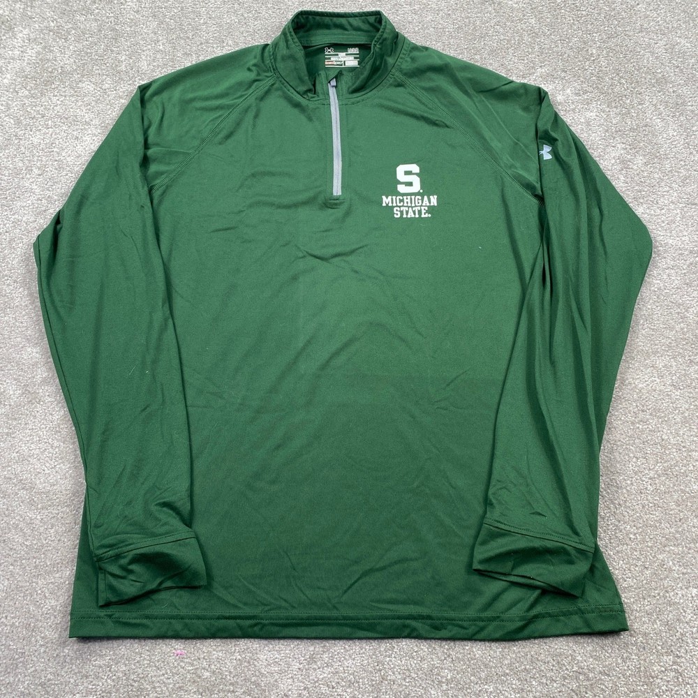 Under Armour Michigan State Spartans Green Pullover Long Sleeve Shirt Mens LG
