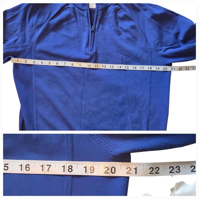 Brady Brand Knit Quarter Zip Pullover Royal Blue sz Large Athletic Performance gallery