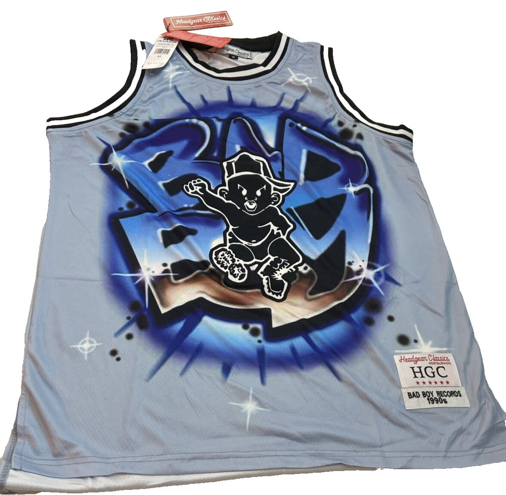 headgear classics mens jersey Medium Bad Boy Records Blue Basketball