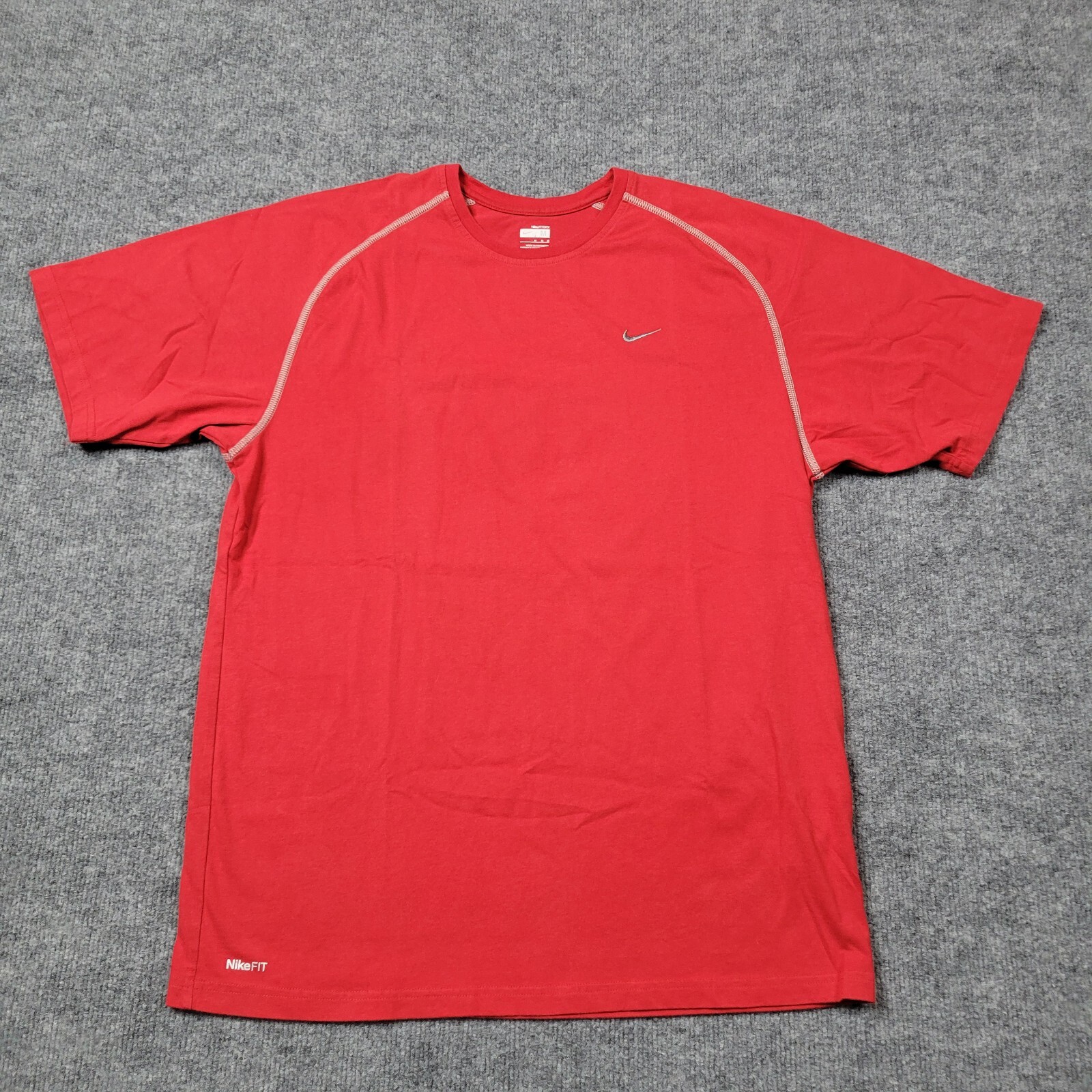 Nike Shirt Mens Medium Red Gray Swoosh Pullover Tee Crewneck Cotton Casual Adult gallery