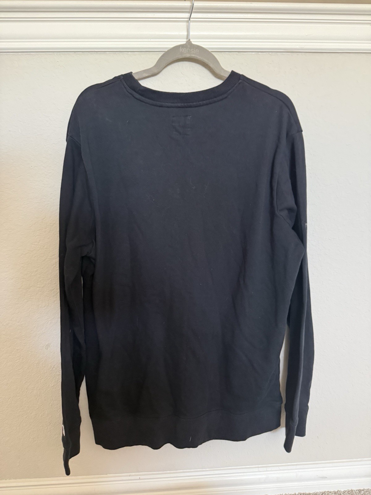 CHAMPION Mens Size Large Black Crew Neck Lightweight Sweatshirt Jersey gallery