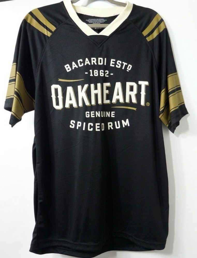 Bacardi Oakheart Spiced Rum Jersey Men's Medium Black and Gold