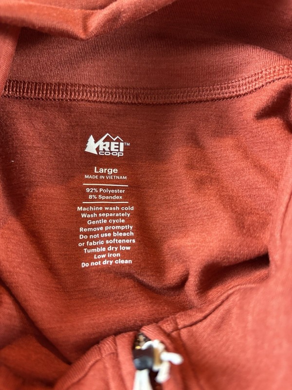 REI Co-op Men's Midweight Base Layer Half-Zip Top REDROCK UPF 50+ Sz Large gallery