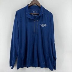LL Bean Shirt Men Extra Large Blue Lightweight Sport Shirt Pullover Quarter Mock