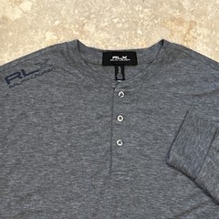 RLX Ralph Lauren Long Sleeve Polo Mens XL Heather Grey Henley Shirt Stretch