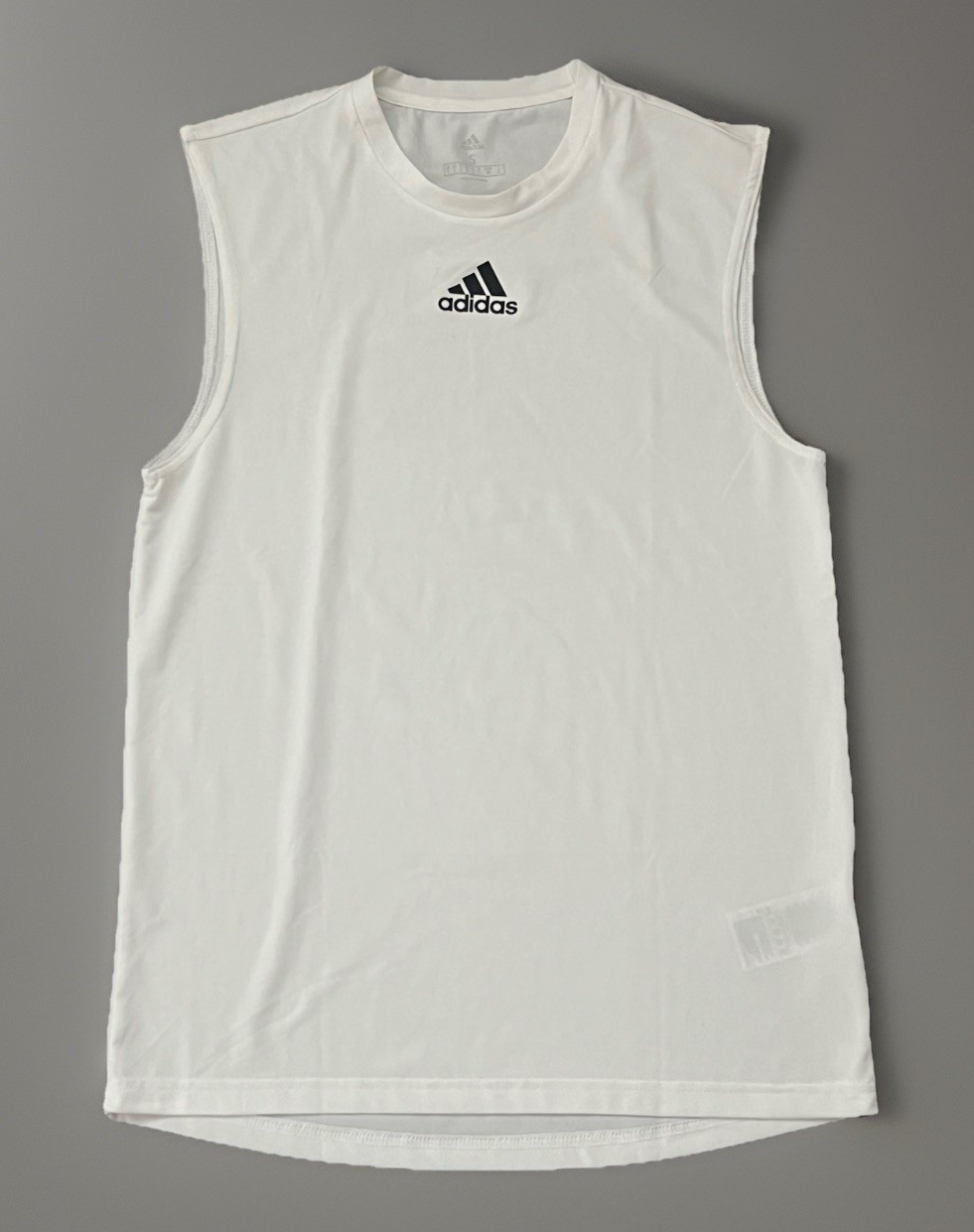 Adidas Sleeveless Shirt Mens Size Small White Sleeveless Trefoil Logo Workout gallery