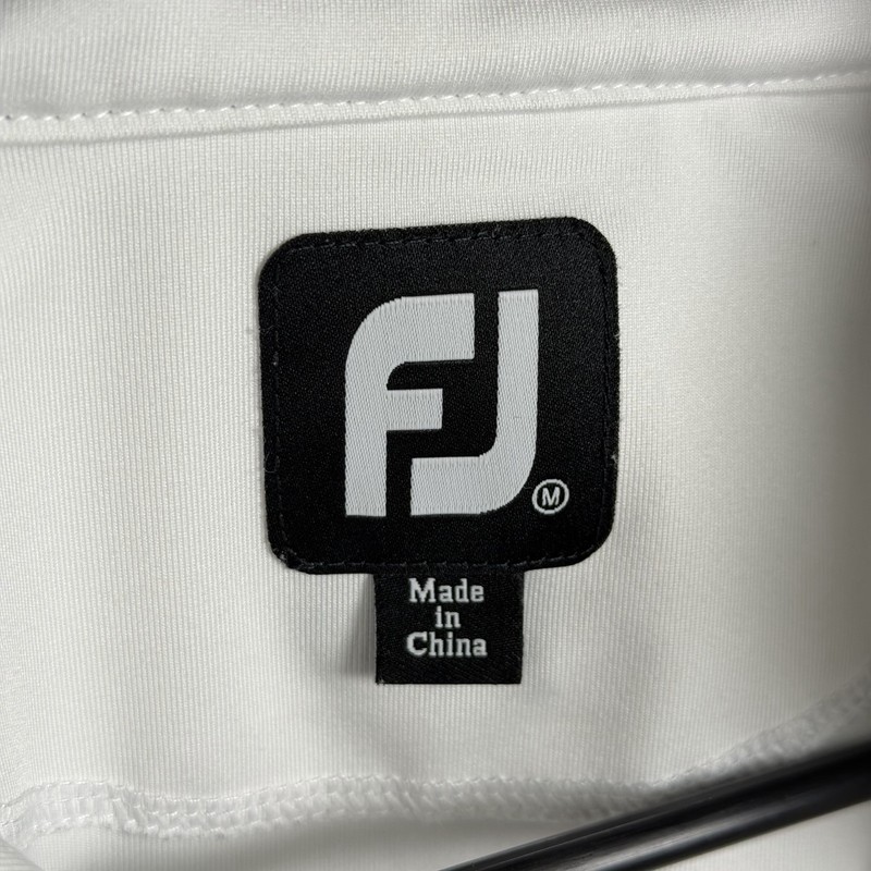 Footjoy FJ Performance Pullover Golf 1/4 Zip Shirt Mens M White Blue Colorblock gallery