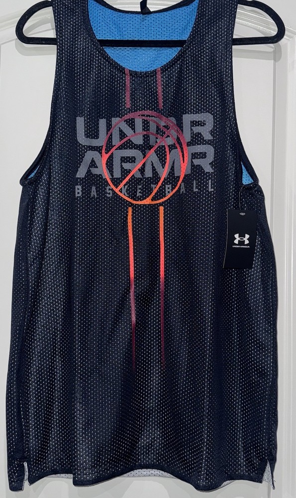 Under Armour Men's Size Medium Black/Blue UA Zone Reversible Basketball Jersey