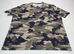 Reebok Short Sleeve Camo Tech Crew Neck T Shirt Green & Brown Mens Size XL