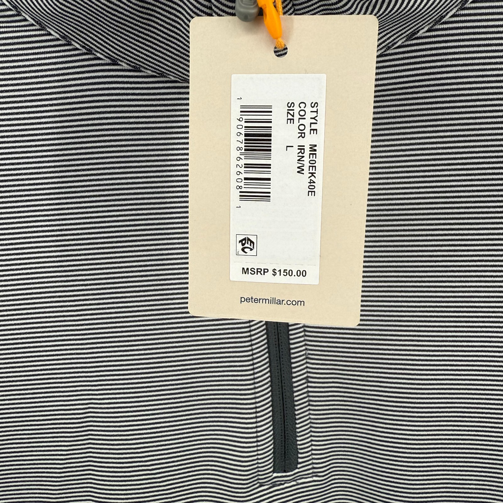 Peter Millar Perth Sugar Stripe Performance Quarter-Zip Mens L Iron White Golf gallery