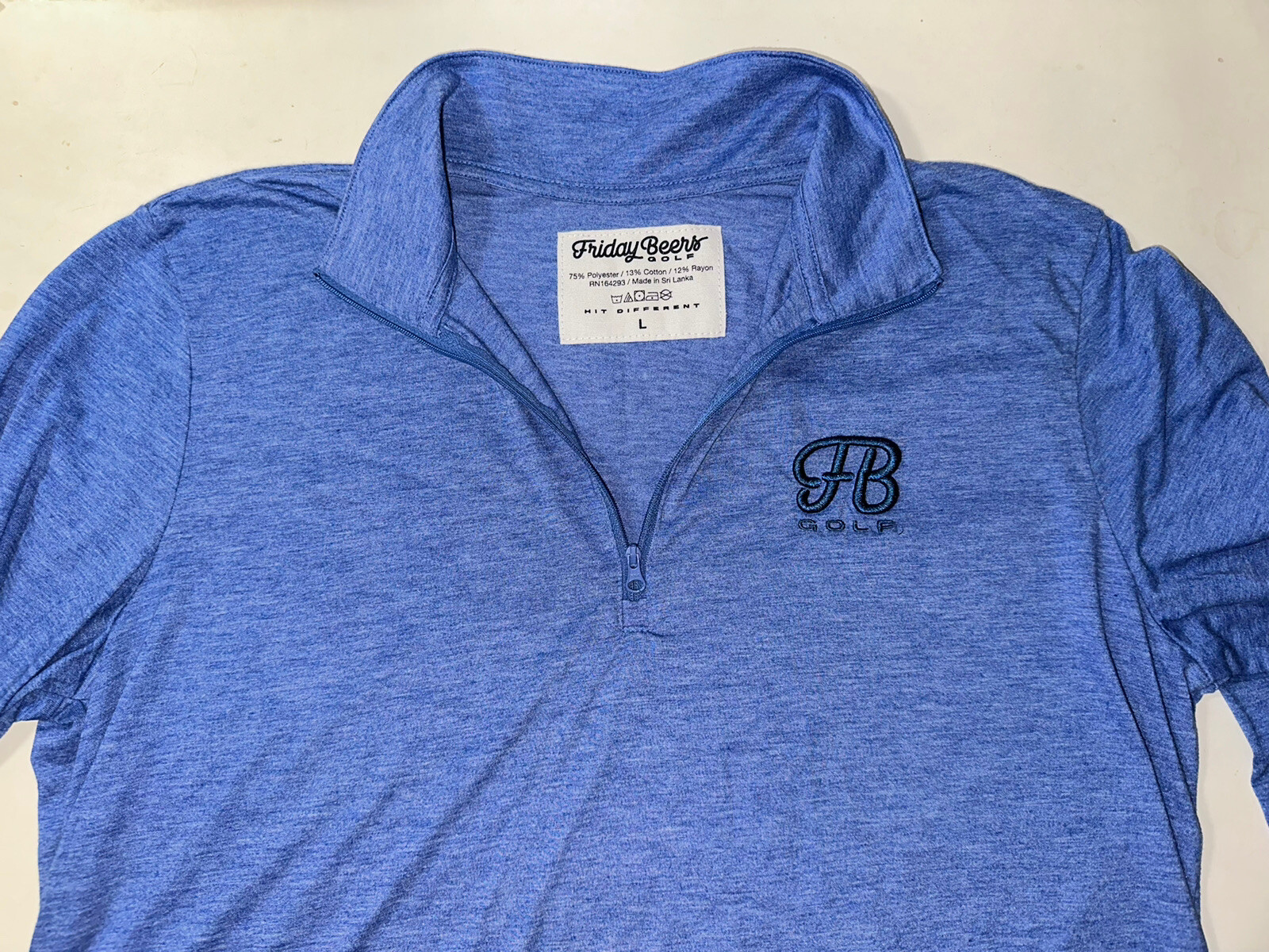 RARE Friday Beers Golf Mens Sz Large Blue L/S Hit Different 1/4 Zip Pullover gallery
