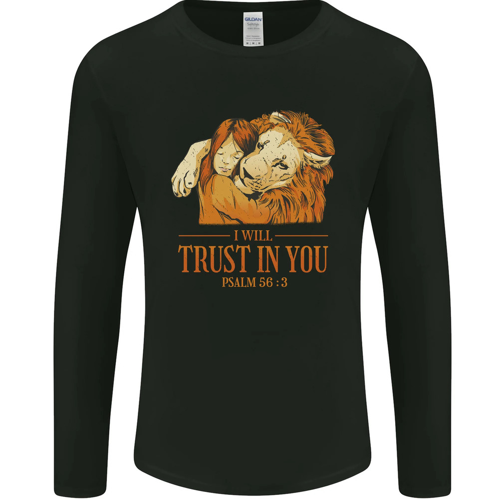 Religion Christianity Bible Trust in Lion Mens Long Sleeve T-Shirt