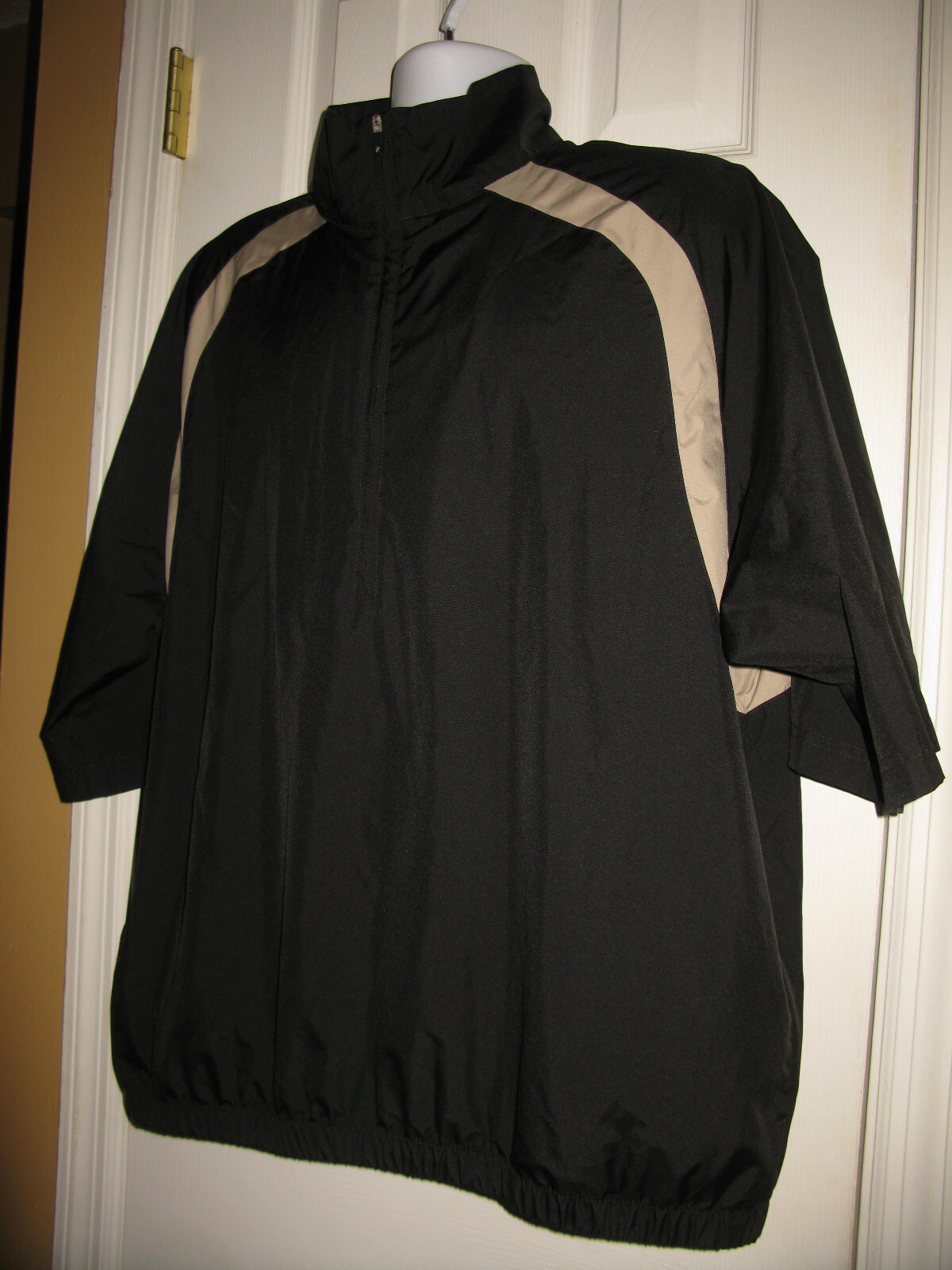 IZOD Golf Pullover Zip Windbreaker XFG Black Polyester Size Large Mens gallery
