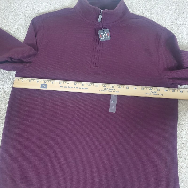 Van Heusen Men's Knit Pullover Shirt Size M Burgundy 1/4 Zip Long Sleeve NWTG gallery