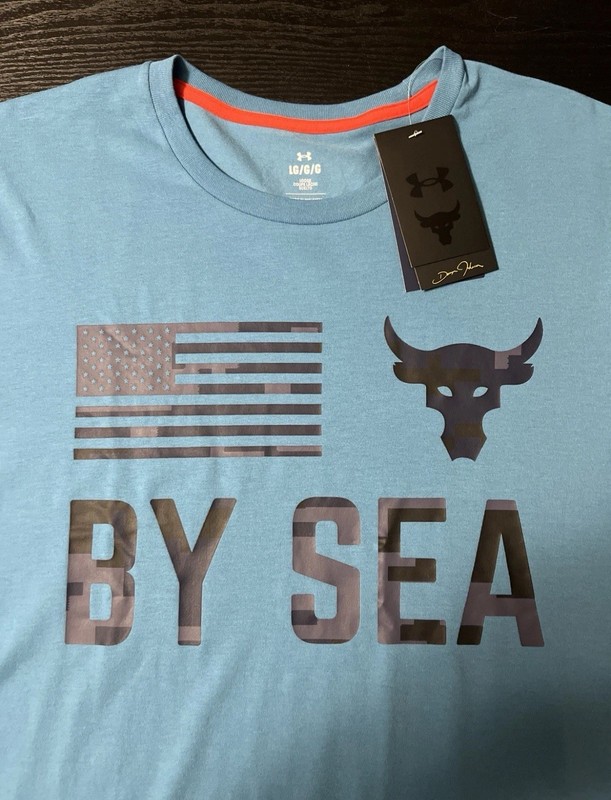 Size:Large🔥Under Armour Project Rock Veterans By Sea Men Long Sleeve Blue Flag gallery