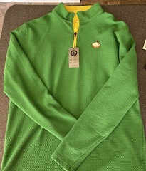 NEW Pins & Aces Augusta Masters 1/4 Zip Pullover Mens L Green Waffle Knit Golf