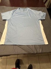 Saddlebred Sport Shirt Mens 2XL Light Blue White Athletic Performance Polyester