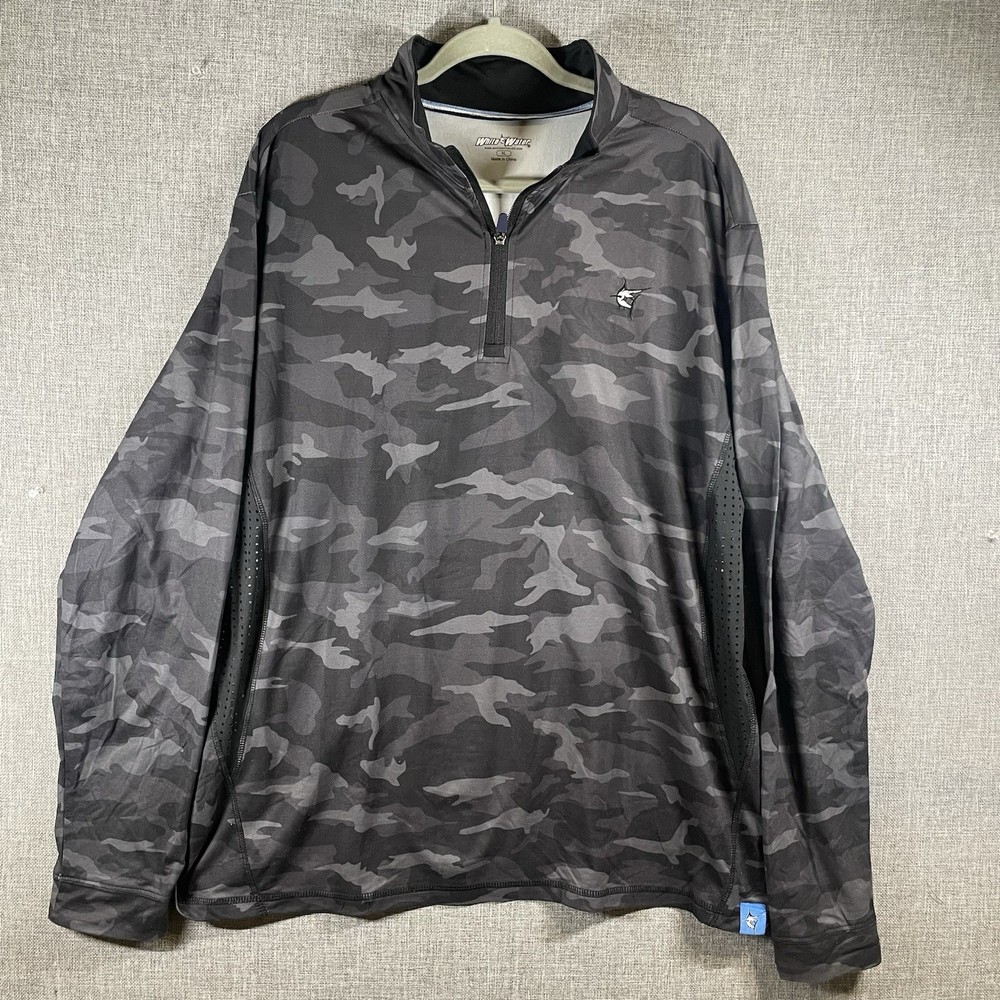 White Water Life Camo Fishing 1/4 zip New Harbor Performance Pullover XL S27