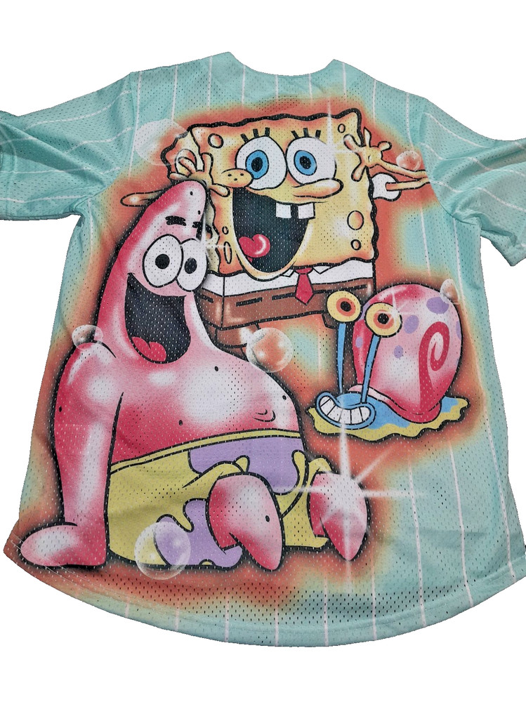 Nickelodeon SpongeBob Baseball Jersey Pin Stripe Adult Large Graphic