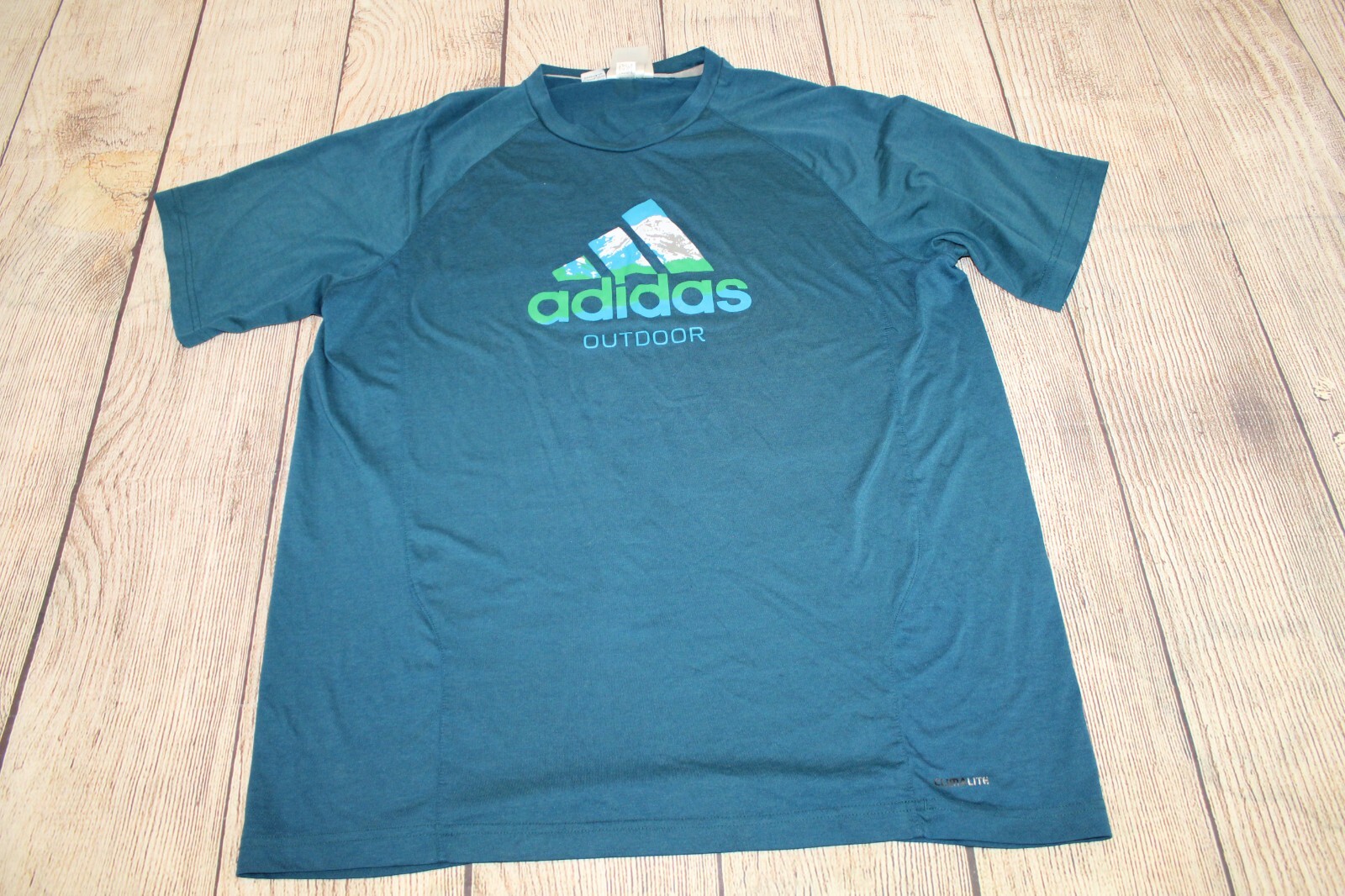 Adidas Outdoor Dri Release Climalite Mountain 3 Stripes Logo Blue T-Shirt XL gallery