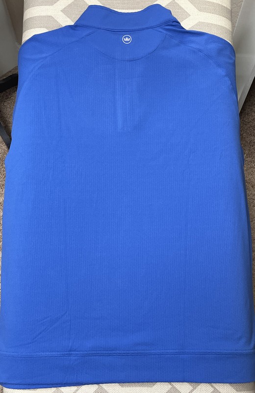Peter Millar Crown Sport 1/4 Zip Blue with White Stripe Pullover. XXL gallery