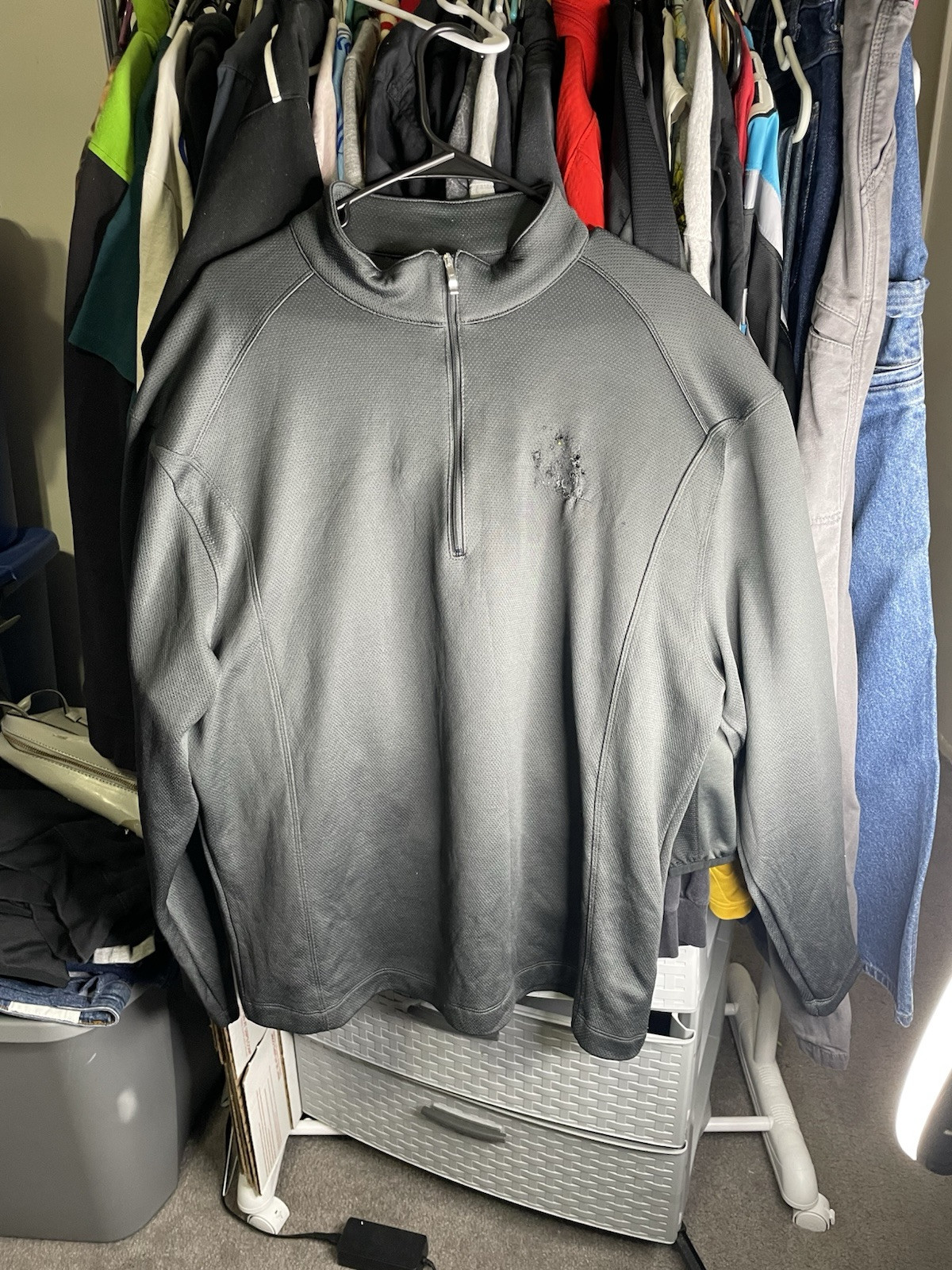 Size XL- Nike Sweatshirt Gray Long Sleeve Quarter Zip Jacket Therma-fit Vintage gallery