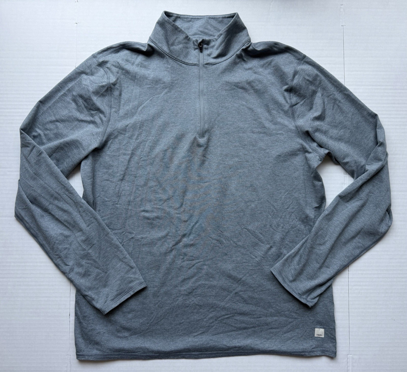Vuori Mens XL Ponto 1/2 Zip Mock Neck Pullover Light Blue Gray $118 Super Soft! gallery