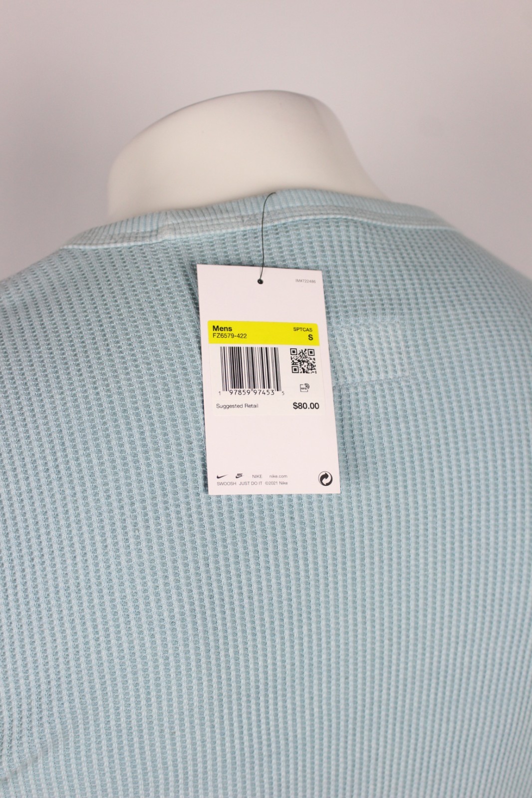 Nike Men's Heavyweight Waffle Long Sleeve Top Shirt S Small Blue FZ6579 422 gallery