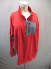 Columbia Size 2XL Mens Red 1/2 Zip Stand Collar Zip Pocket Athletic Pullover 542