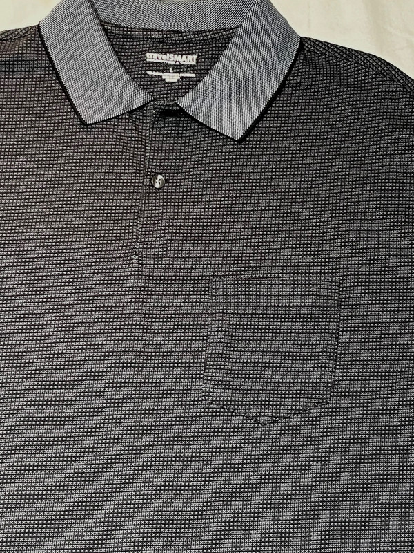 ROUNDTREE YORKE TRAVELSMART GOLF PERFORMANCE POLO SHIRT MENS L BLACK CHECK gallery