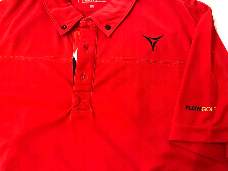 FLOW GOLF DRIVEN BY FLOW SOCIETY MEN'S RED ARGYLE POLO SHIRT SIZE MEDIUM NWT $49 gallery