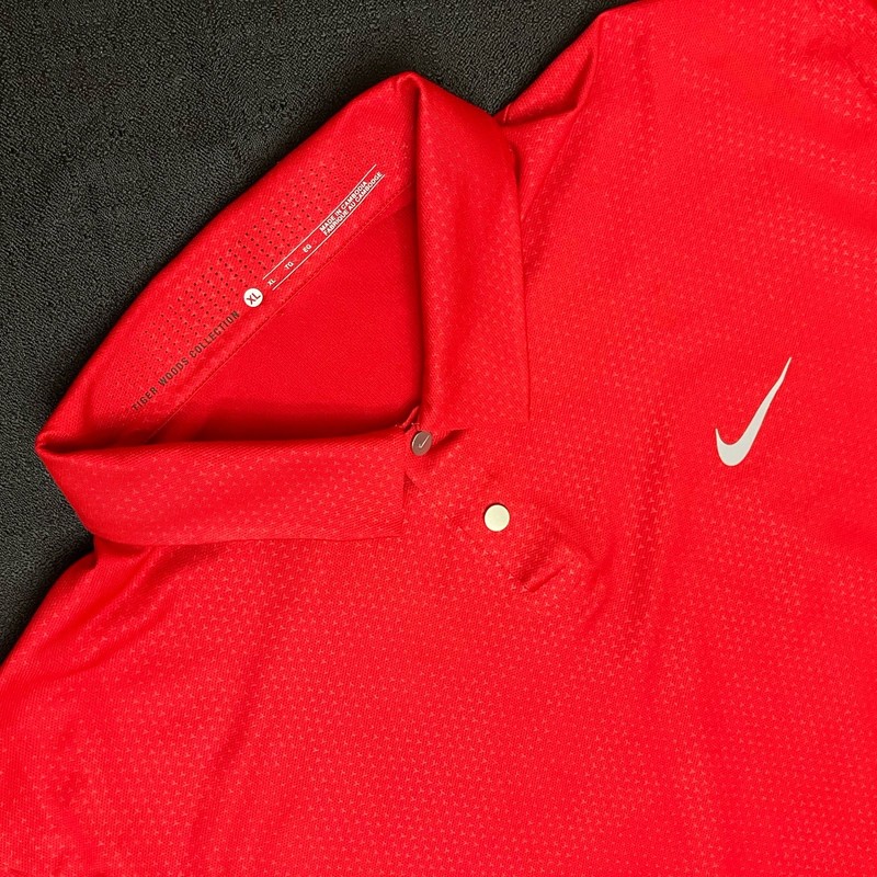 Nike Golf Tiger Woods Velocity Max Embossed Polo 685827 657 Sunday Red Sz XL gallery