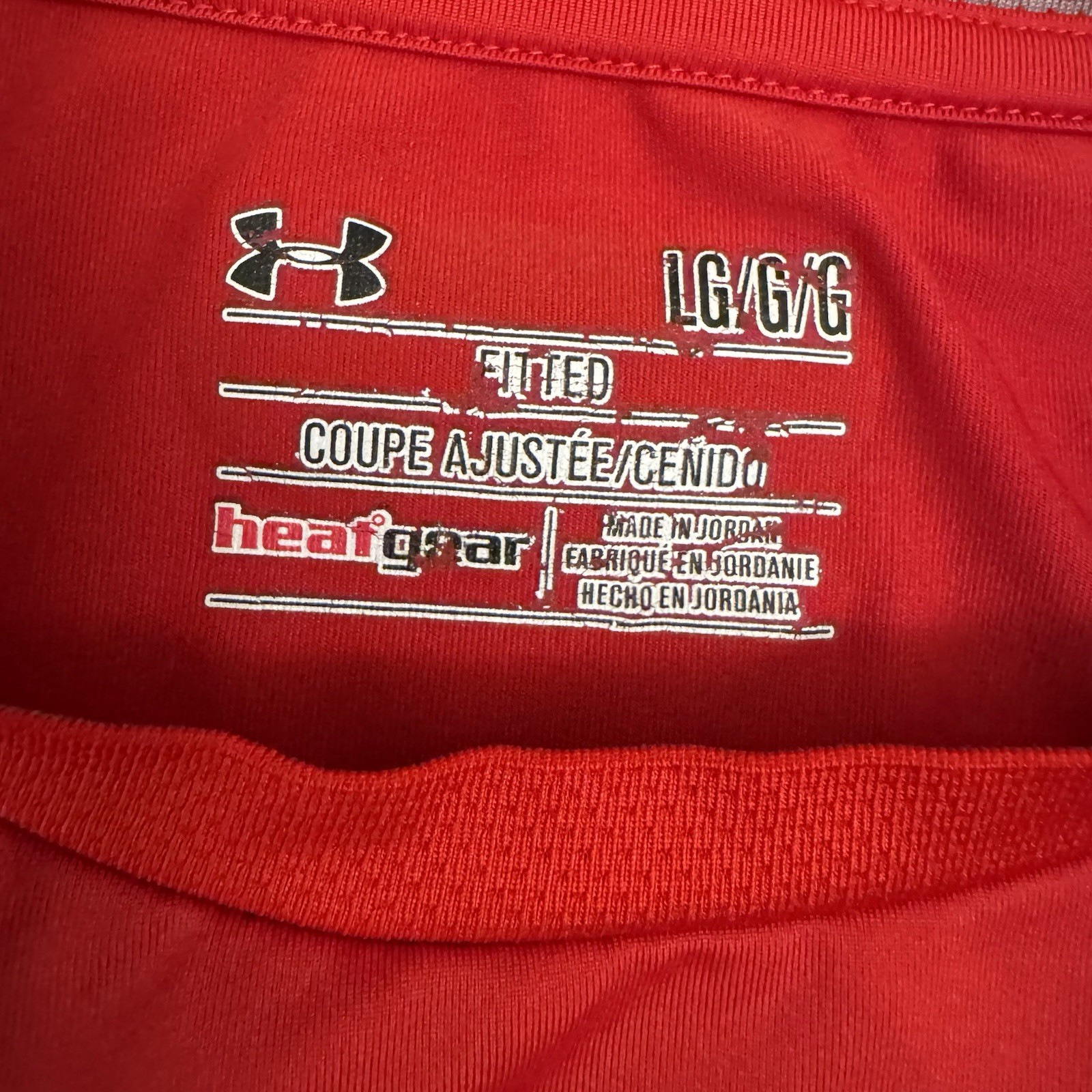 Under Armour Shirt Mens Large Red Fitted Heat Gear Short Sleeve Run Active gallery