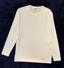 Eastbay Men’s White Long Sleeve Crew Neck Athletic Fit Stretch T-Shirt XL