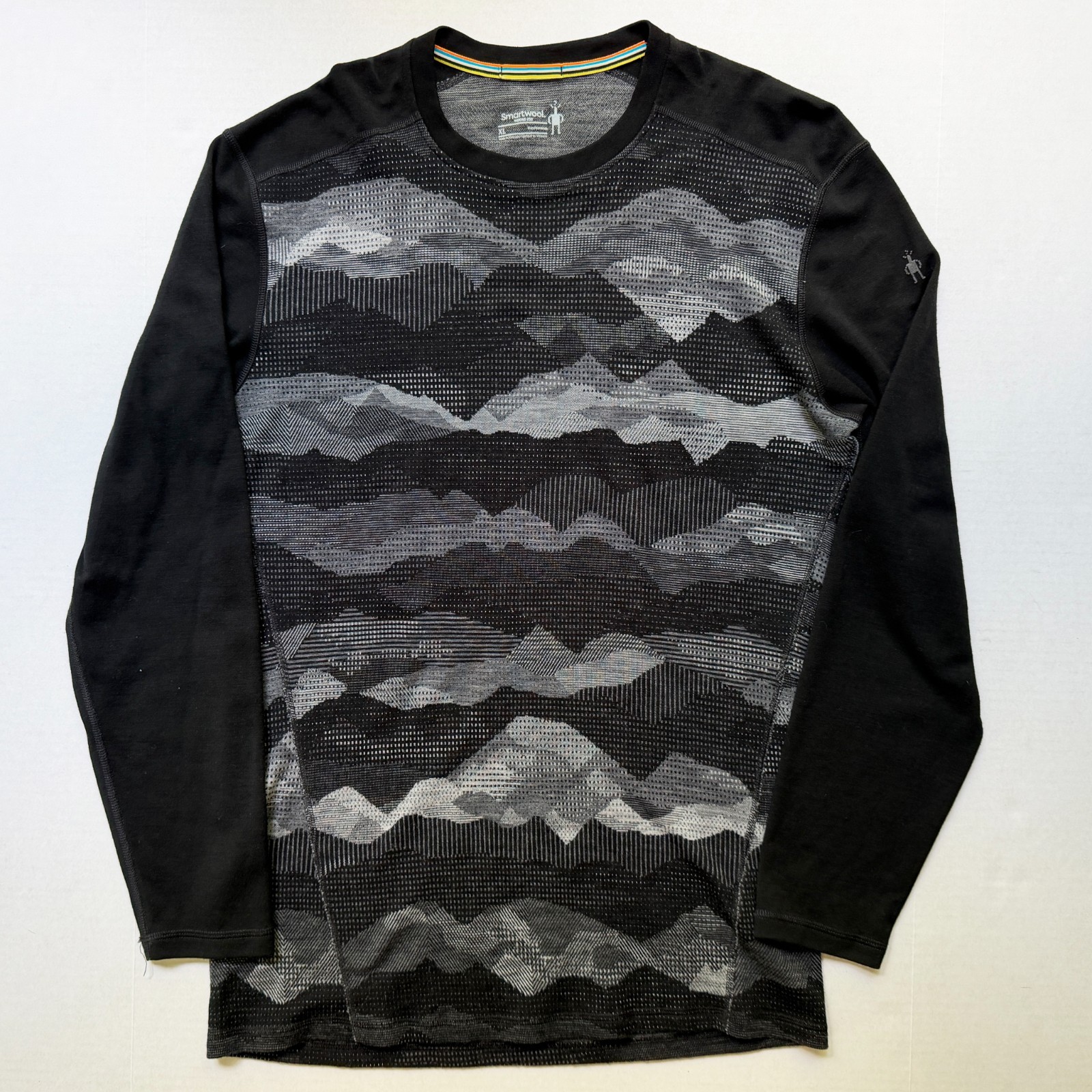 Smartwool Merino 250 Base Layer Shirt Mens XL Pattern Crew Neck Ski Black Gray gallery
