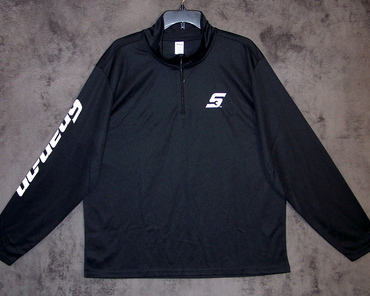Snap On Shirt Adult Large Black Lightweight Pullover Logo LS 1/4 Zip Mens gallery