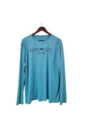 Reel Life UV Long Sleeve Sun Shirt Size XL Blue Performance Shirt Fish UPF 50+