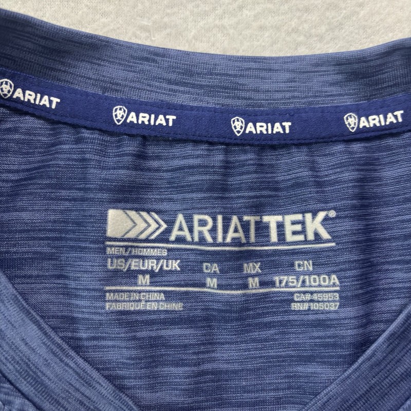 Ariat Tek T-Shirt Men’s M Blue Heather USA Flag Eagle Long Sleeve Performance gallery