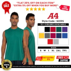 A4 N2295 Men’s Moisture Wicking Cooling Sleeveless Performance Muscle T-Shirt