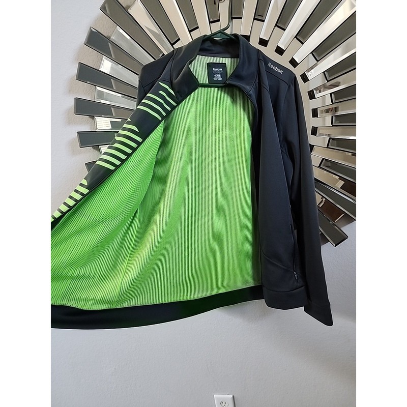 Reebok Men's Classic Play Dry Gray Neon Green Inside Lg gallery