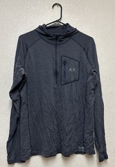 Kuiu Blue Pullover Base Layer Nuyarn Merino Wool L/S Hood 1/4 Zip Logo Sz M