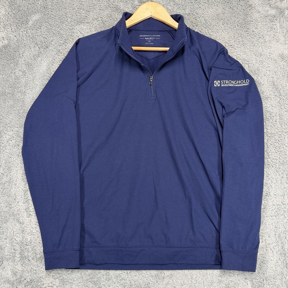 Holderness Bourne Westland Pullover Men XL Blue 1/4 Zip Golf Performance Stretch