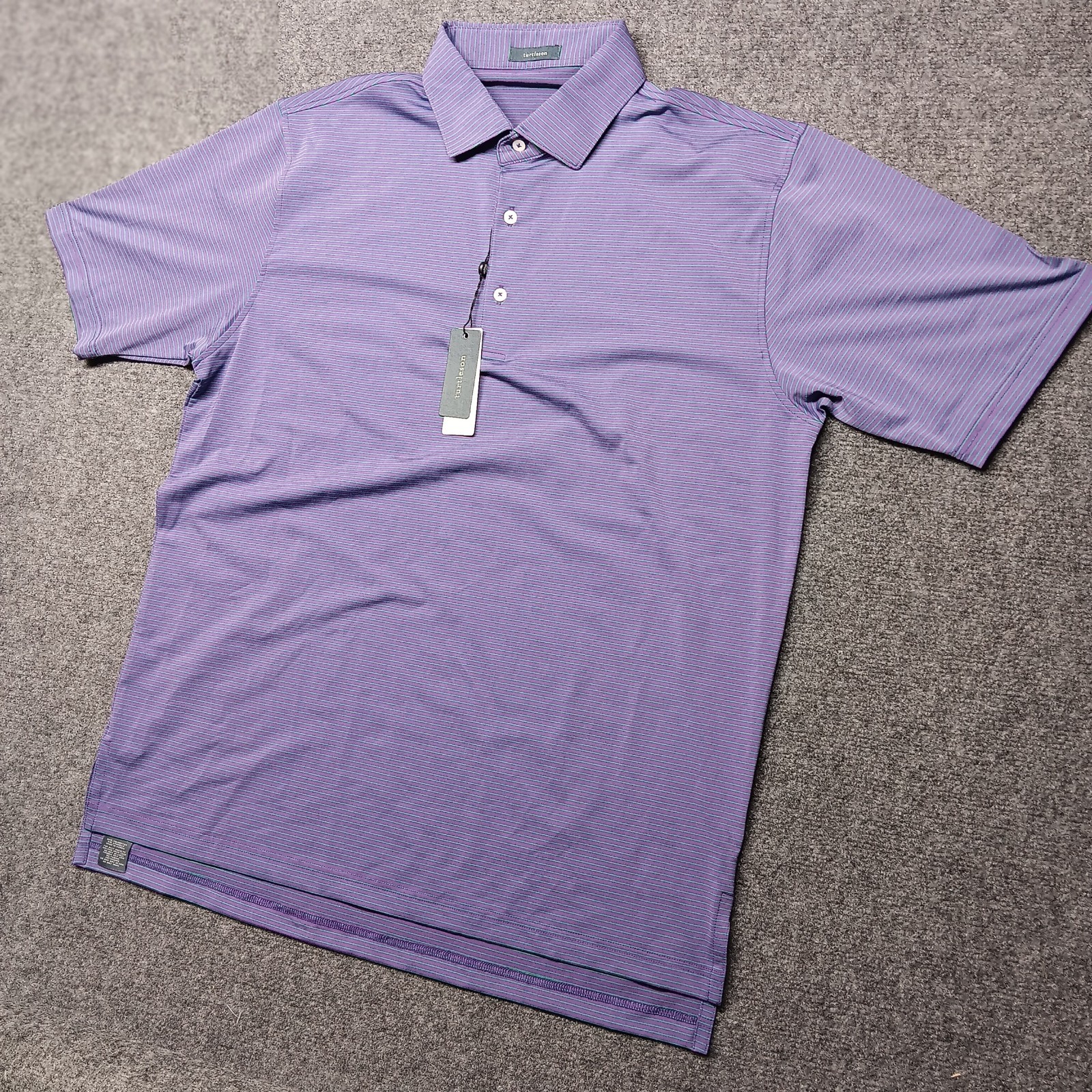 Turtleson All-Day Stripe Button Plum/Parakeet Large Short Sleeve New With Tags gallery