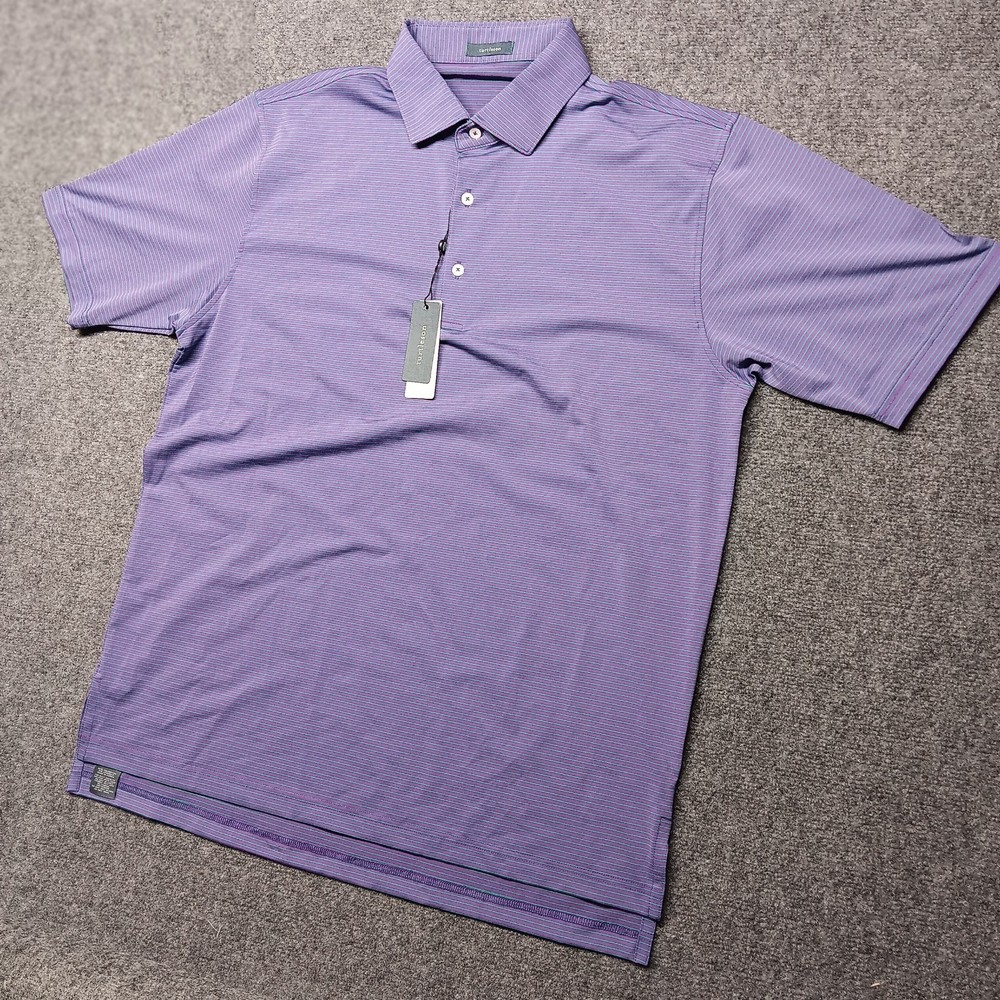 Turtleson All-Day Stripe Button Plum/Parakeet Large Short Sleeve New With Tags