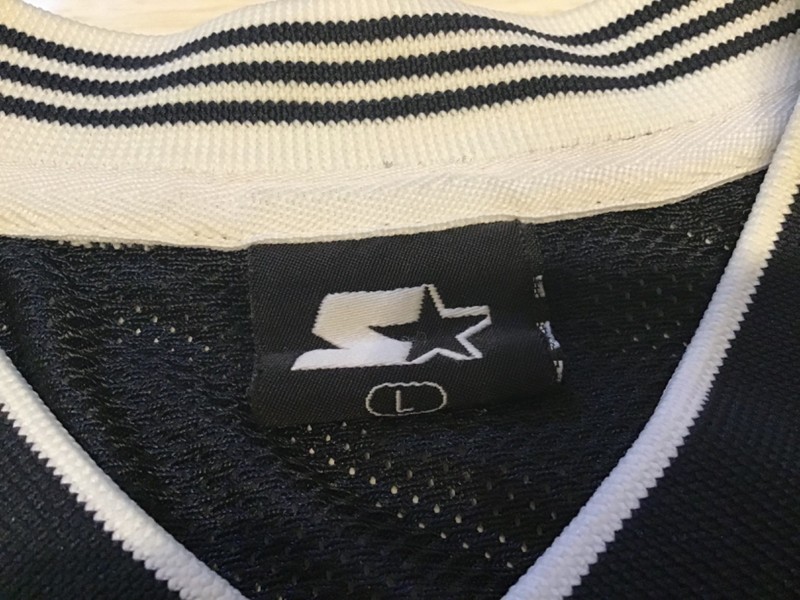 Starter Mens Large Navy/Black Mesh V-Neck Athletic Jersey Short Sleeve RN 70892 gallery