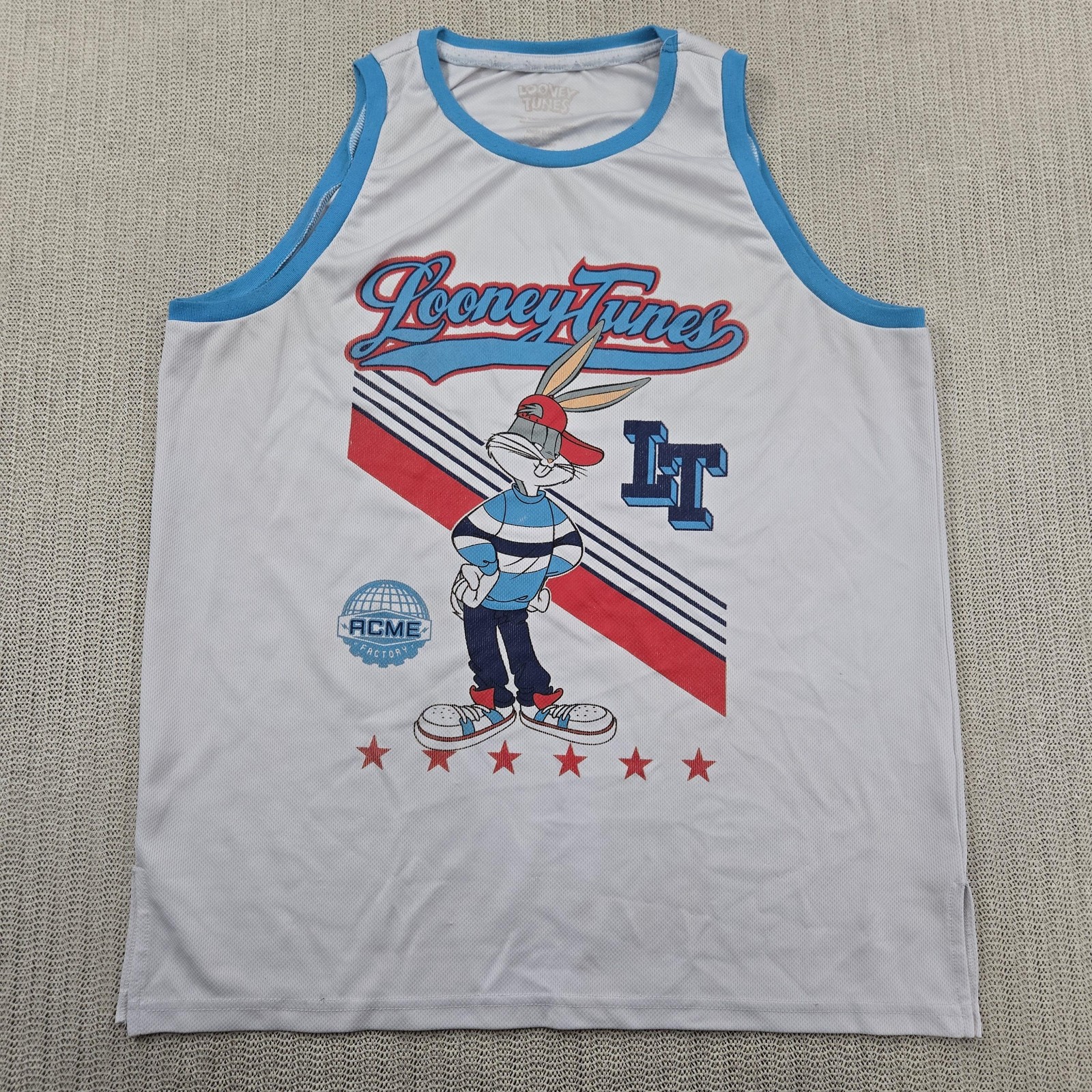 Looney Tunes Tank Top Mens Large White Bugs Bunny Basketball Jersey Graphic gallery